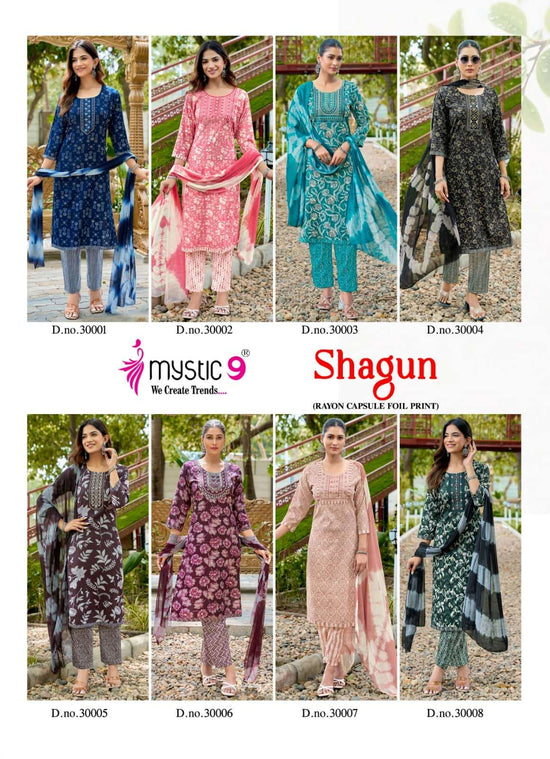 Mystic 9 Shagun Vol 30 Rayon Top Bottom Dupatta Set
