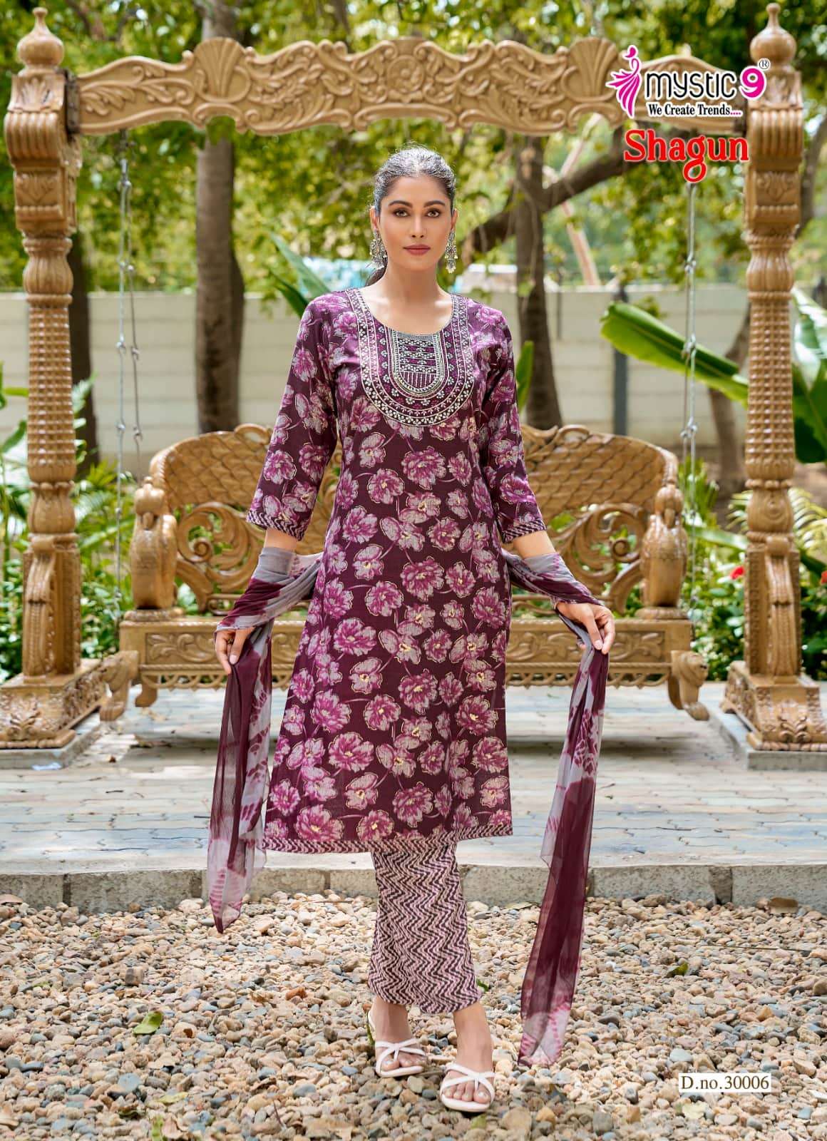 Mystic 9 Shagun Vol 30 Rayon Top Bottom Dupatta Set