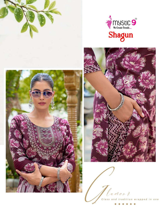 Mystic 9 Shagun Vol 30 Rayon Top Bottom Dupatta Set
