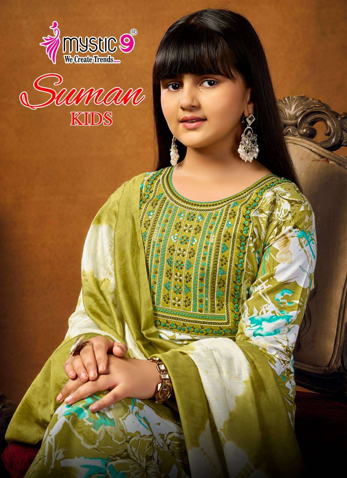 Mystic 9 Suman Kids Vol 1 Rayon Embroidered Girls Ethnic Dress