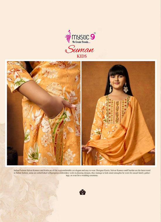 Mystic 9 Suman Kids Vol 1 Rayon Embroidered Girls Ethnic Dress