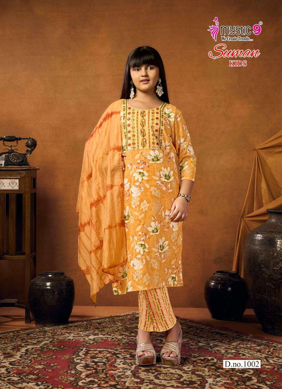 Mystic 9 Suman Kids Vol 1 Rayon Embroidered Girls Ethnic Dress