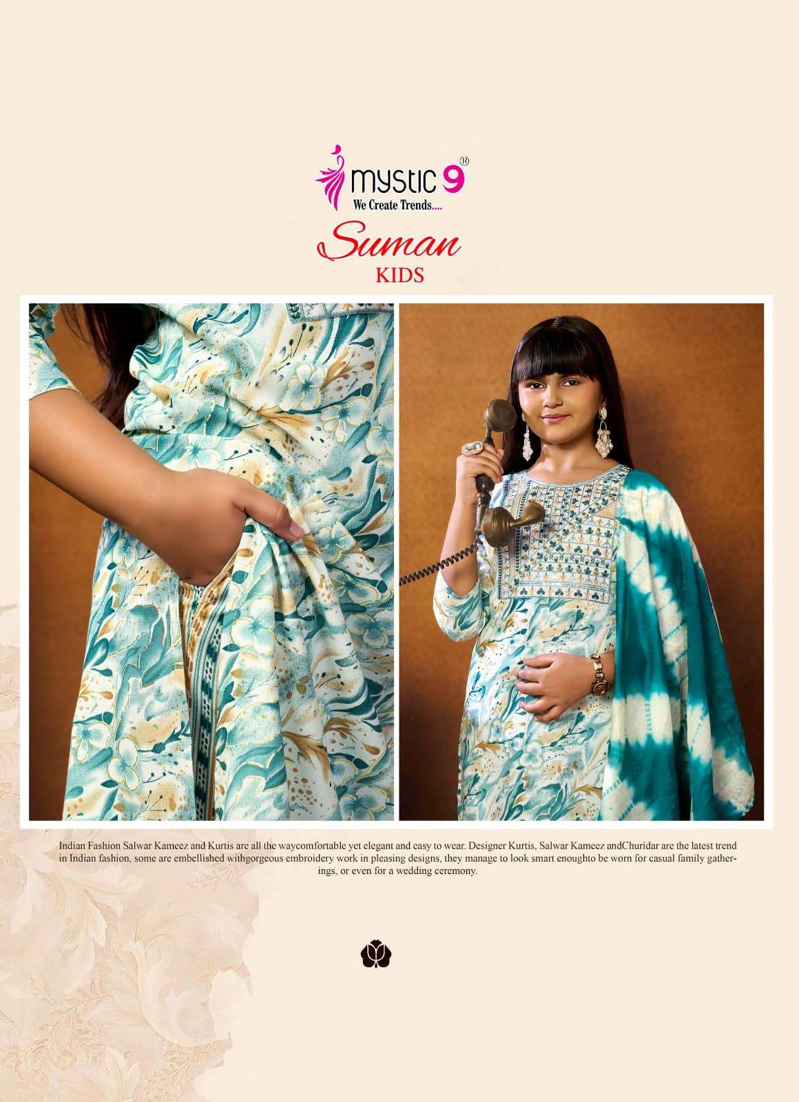 Mystic 9 Suman Kids Vol 1 Rayon Embroidered Girls Ethnic Dress