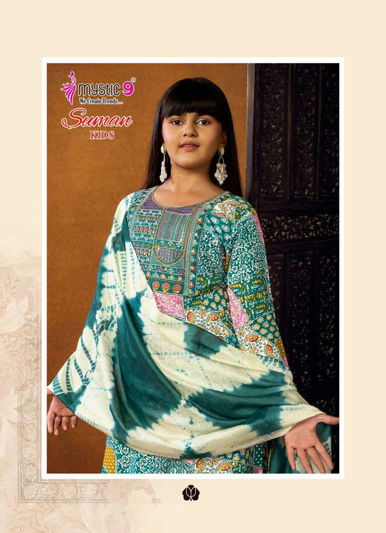 Mystic 9 Suman Kids Vol 1 Rayon Embroidered Girls Ethnic Dress