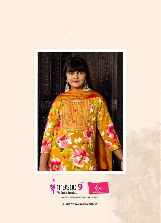 Mystic 9 Suman Kids Vol 1 Rayon Embroidered Girls Ethnic Dress