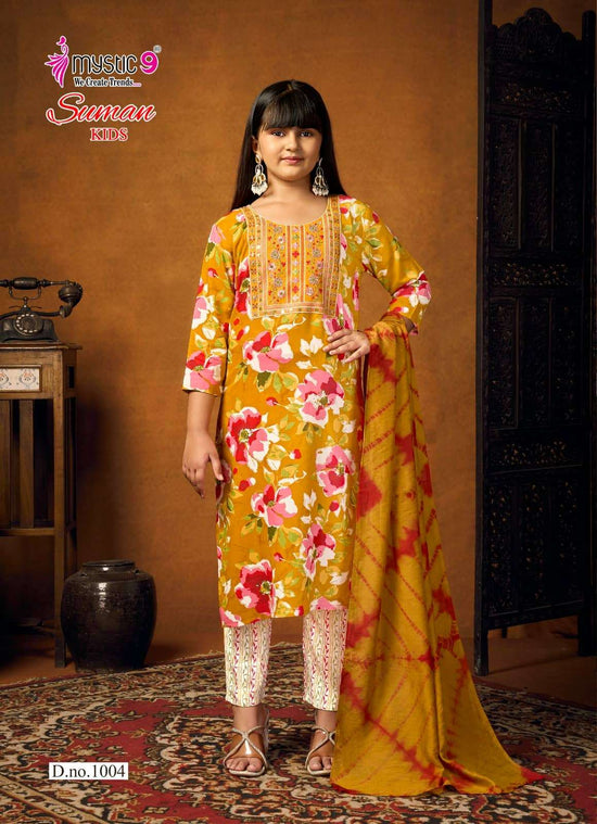 Mystic 9 Suman Kids Vol 1 Rayon Embroidered Girls Ethnic Dress