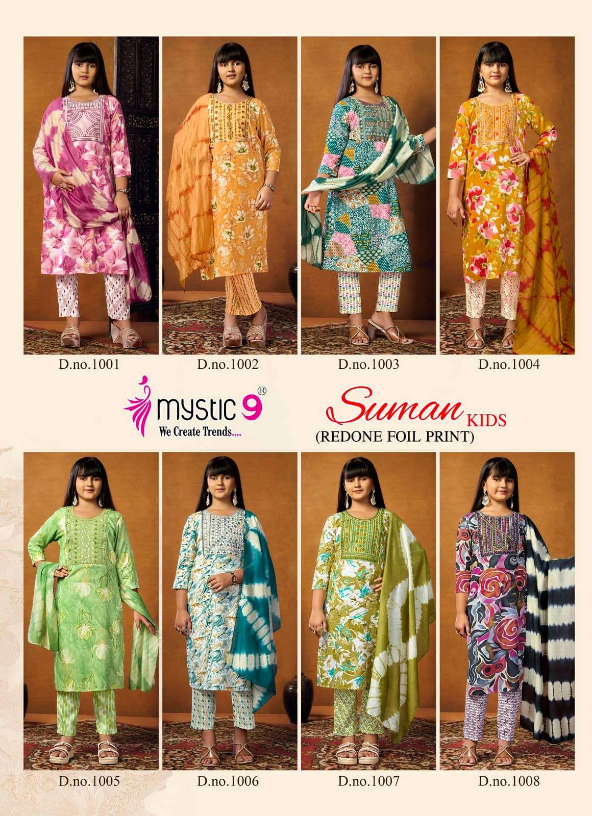 Mystic 9 Suman Kids Vol 1 Rayon Embroidered Girls Ethnic Dress