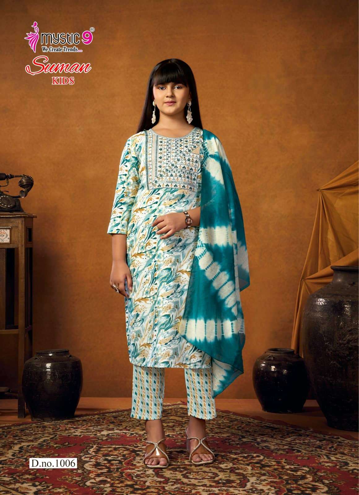Mystic 9 Suman Kids Vol 1 Rayon Embroidered Girls Ethnic Dress