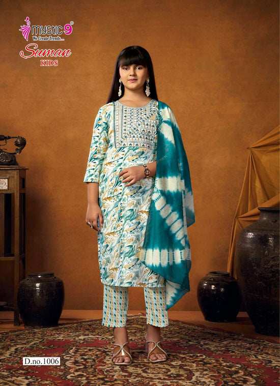 Mystic 9 Suman Kids Vol 1 Rayon Embroidered Girls Ethnic Dress