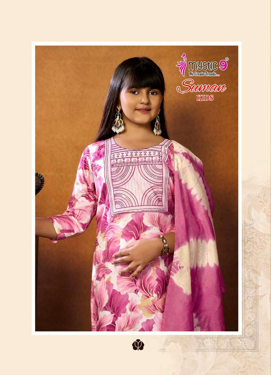 Mystic 9 Suman Kids Vol 1 Rayon Embroidered Girls Ethnic Dress