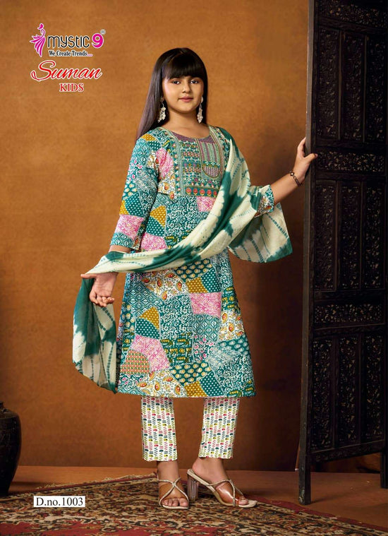 Mystic 9 Suman Kids Vol 1 Rayon Embroidered Girls Ethnic Dress