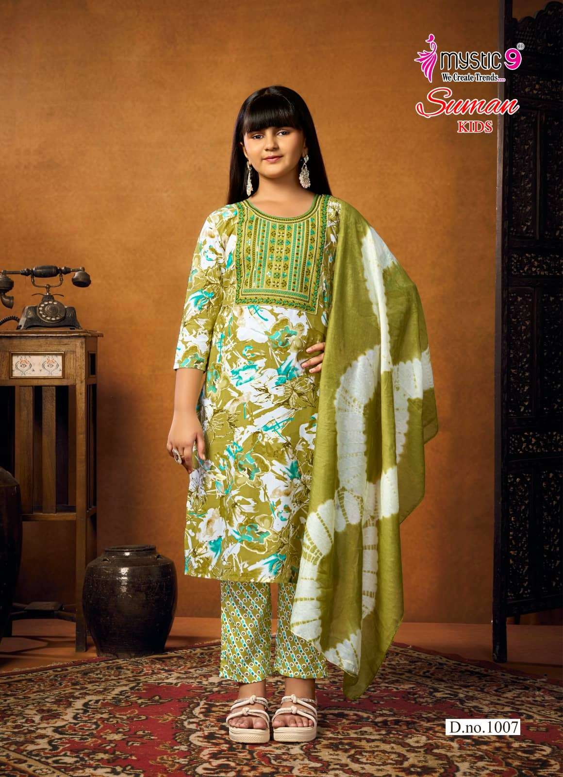 Mystic 9 Suman Kids Vol 1 Rayon Embroidered Girls Ethnic Dress