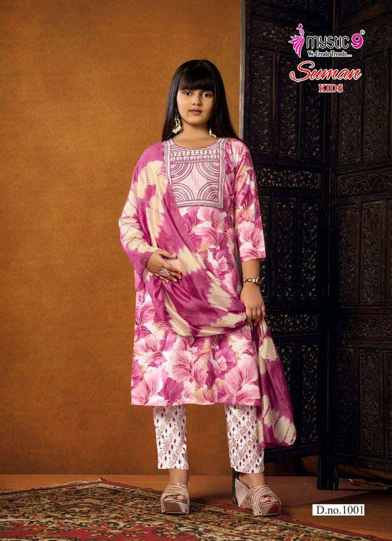 Mystic 9 Suman Kids Vol 1 Rayon Embroidered Girls Ethnic Dress