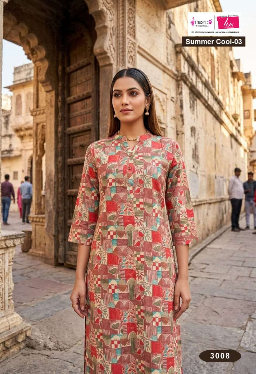 Mystic 9 Summer Cool Vol 3 Cambric Cotton Printed Kurti - Amrah Wholesale