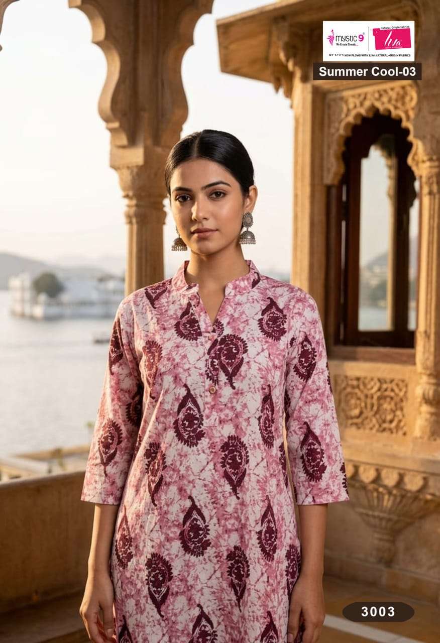 Mystic 9 Summer Cool Vol 3 Cambric Cotton Printed Kurti - Amrah Wholesale
