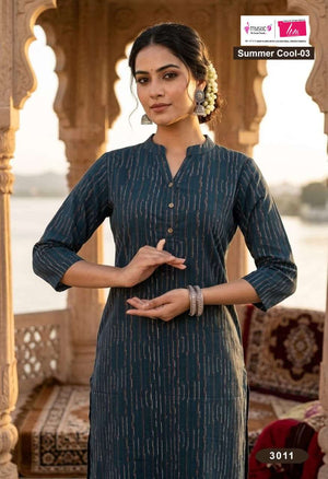 Mystic 9 Summer Cool Vol 3 Cambric Cotton Printed Kurti - Amrah Wholesale