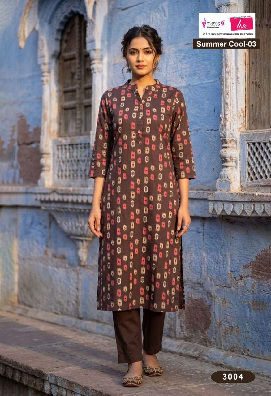 Mystic 9 Summer Cool Vol 3 Cambric Cotton Printed Kurti - Amrah Wholesale