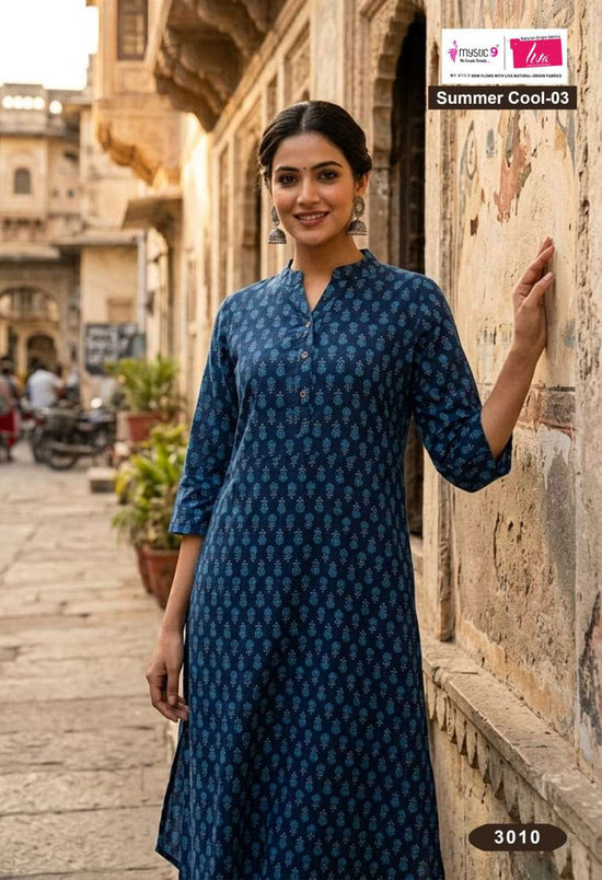 Mystic 9 Summer Cool Vol 3 Cambric Cotton Printed Kurti - Amrah Wholesale