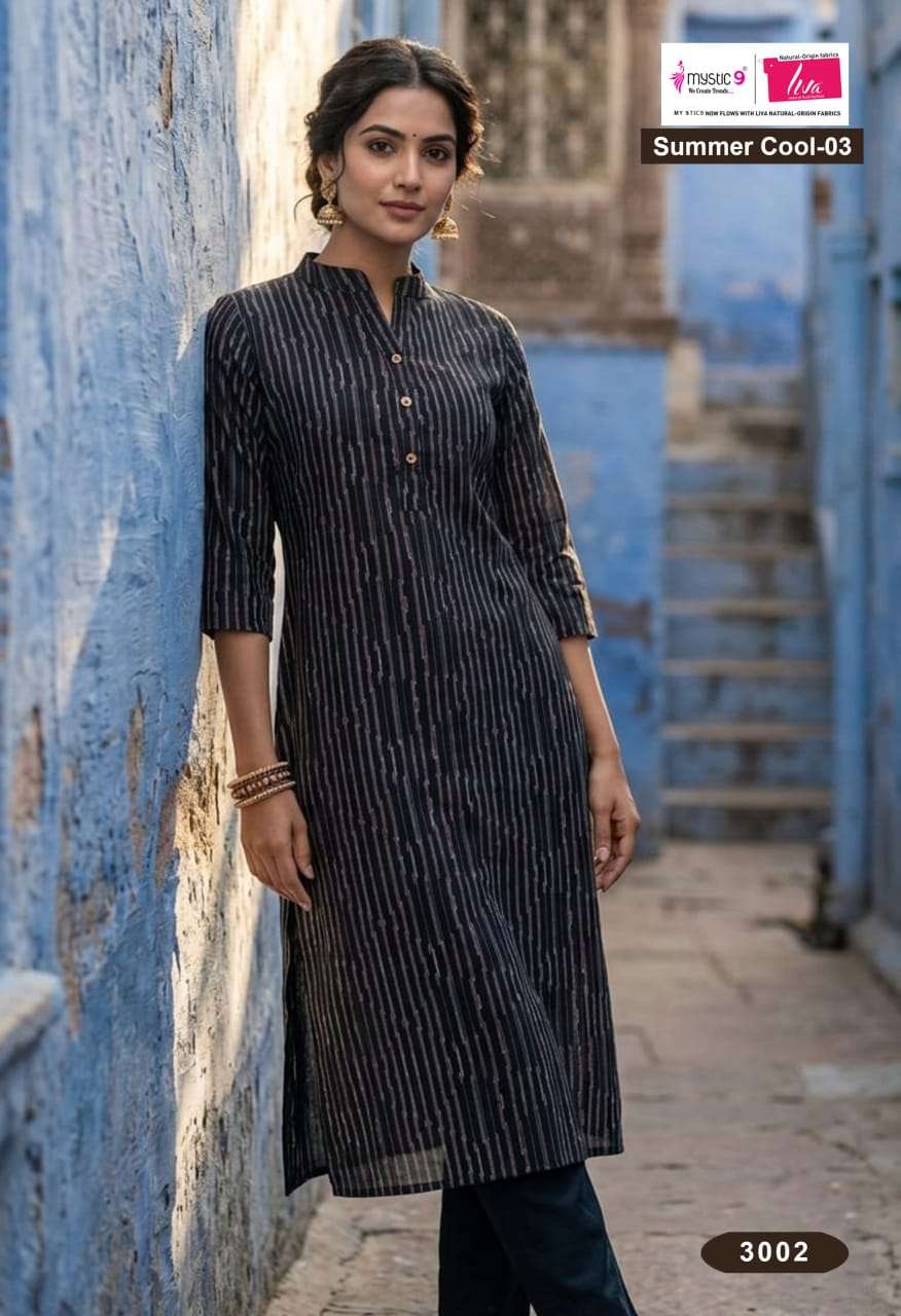 Mystic 9 Summer Cool Vol 3 Cambric Cotton Printed Kurti - Amrah Wholesale