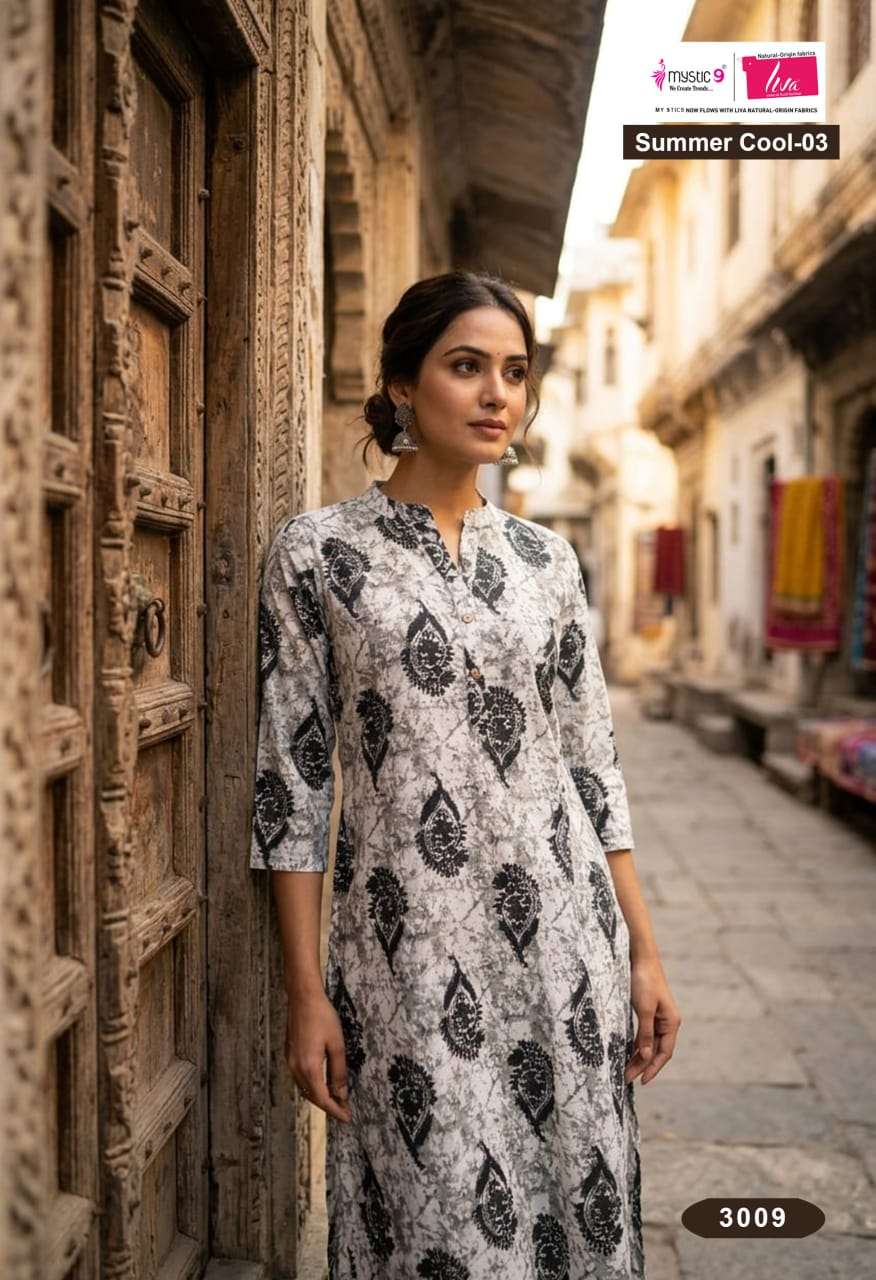 Mystic 9 Summer Cool Vol 3 Cambric Cotton Printed Kurti - Amrah Wholesale