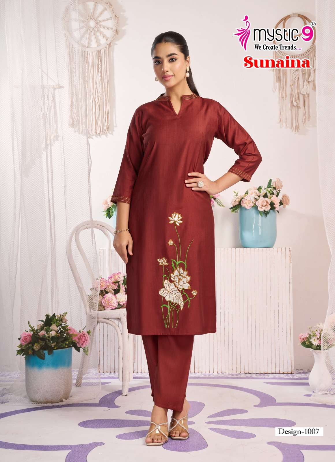 Mystic 9 Sunaina Vertican Embroidered Co Ord Set - Amrah Wholesale