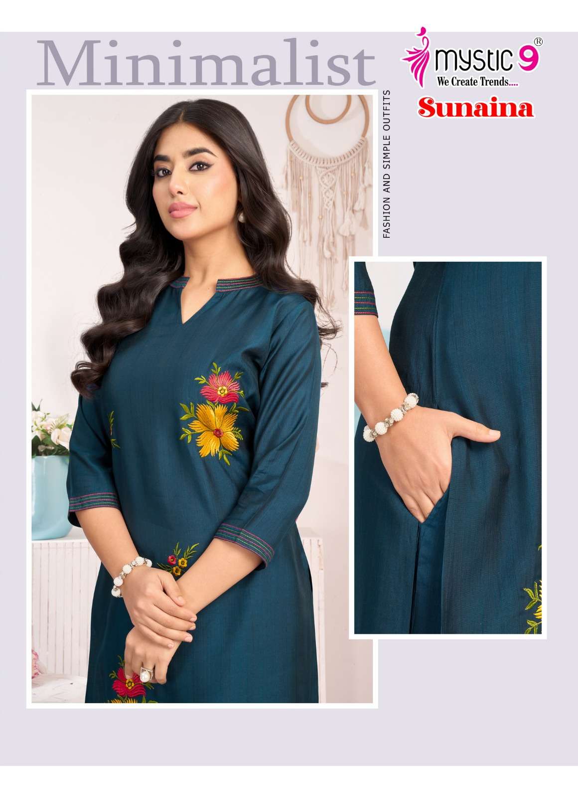 Mystic 9 Sunaina Vertican Embroidered Co Ord Set - Amrah Wholesale