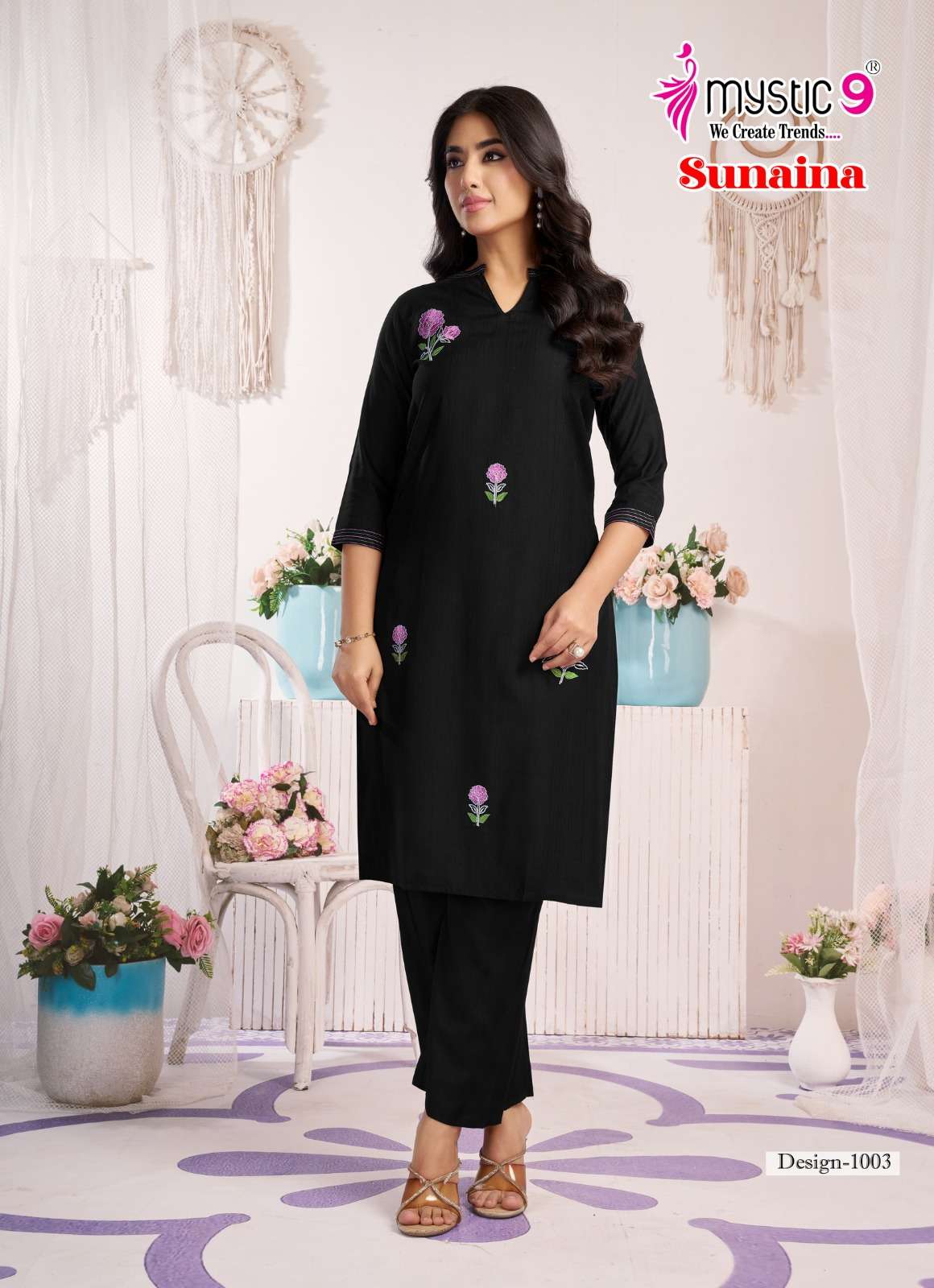 Mystic 9 Sunaina Vertican Embroidered Co Ord Set - Amrah Wholesale