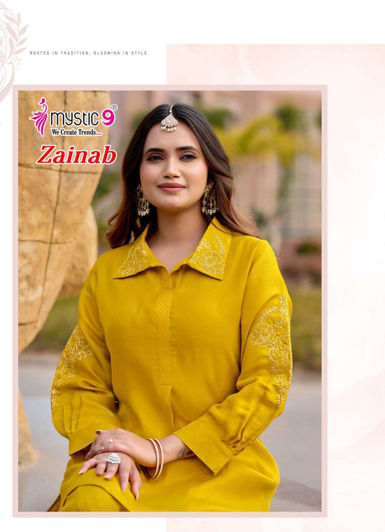Mystic 9 Zainab Vol 1 Premium Satin Co-Ord Set Wholesale Price