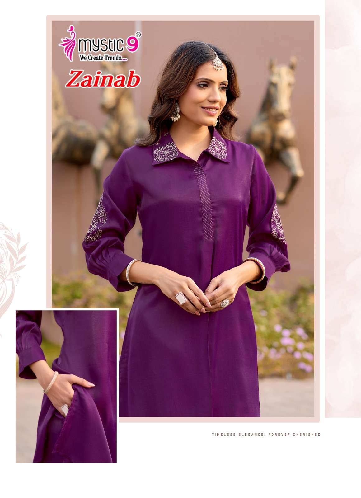 Mystic 9 Zainab Vol 1 Premium Satin Co-Ord Set Wholesale Price