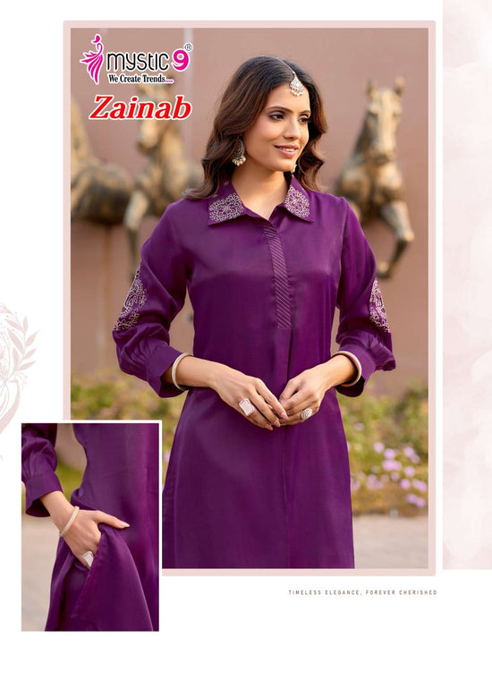 Mystic 9 Zainab Vol 1 Premium Satin Co-Ord Set Wholesale Price