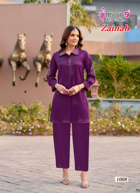 Mystic 9 Zainab Vol 1 Premium Satin Co-Ord Set Wholesale Price