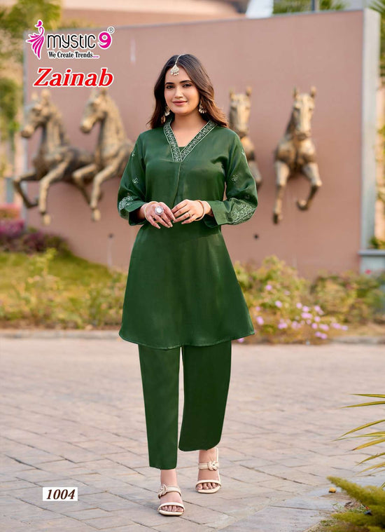 Mystic 9 Zainab Vol 1 Premium Satin Co-Ord Set Wholesale Price