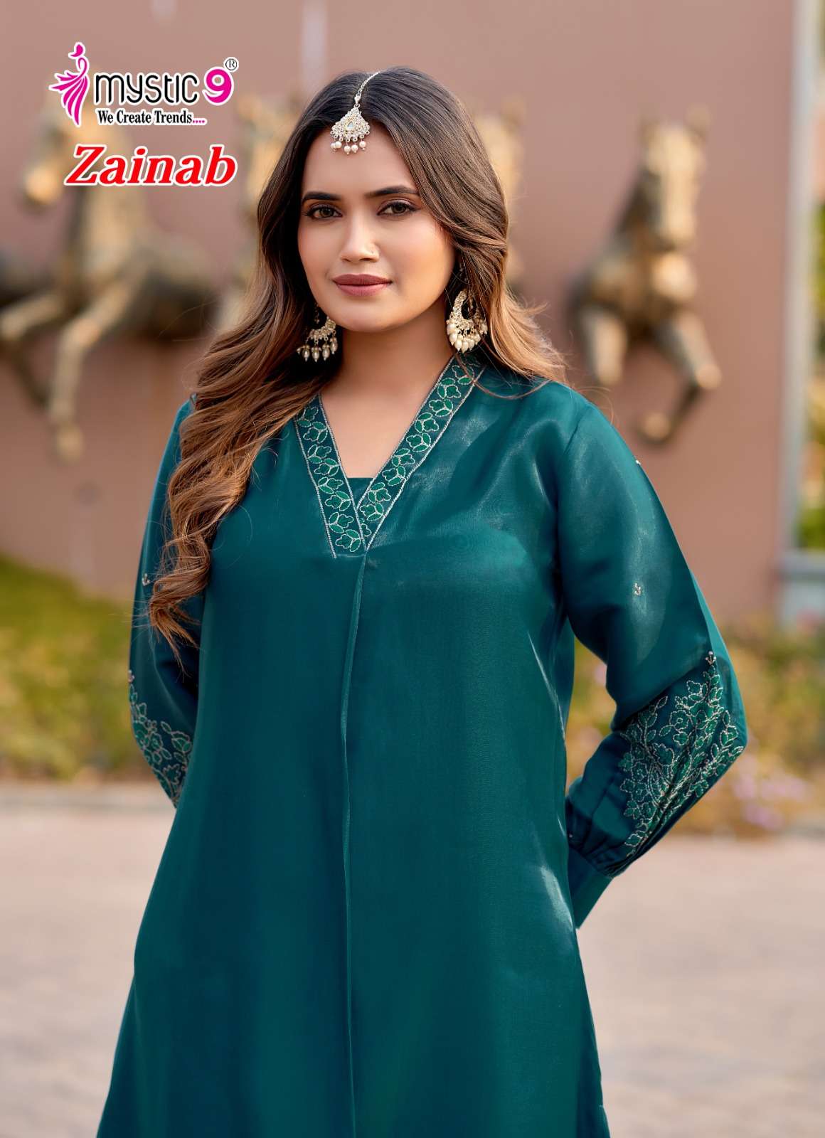 Mystic 9 Zainab Vol 1 Premium Satin Co-Ord Set Wholesale Price