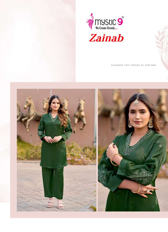 Mystic 9 Zainab Vol 1 Premium Satin Co-Ord Set Wholesale Price