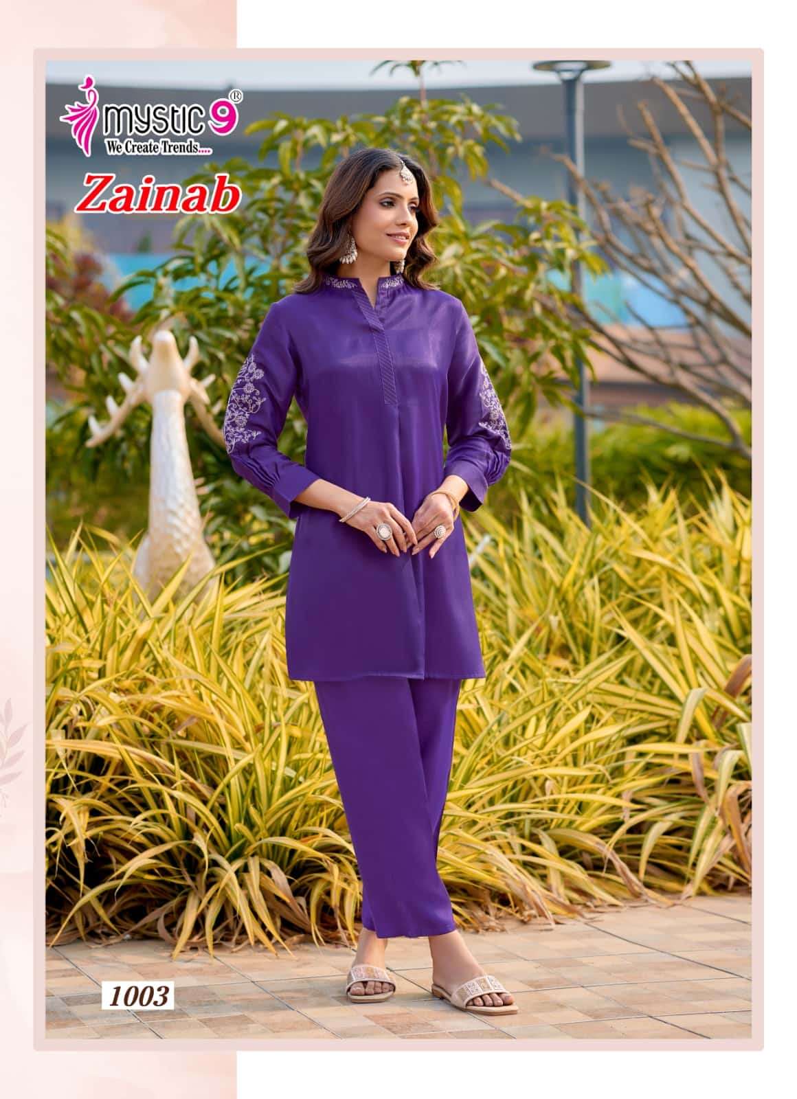 Mystic 9 Zainab Vol 1 Premium Satin Co-Ord Set Wholesale Price
