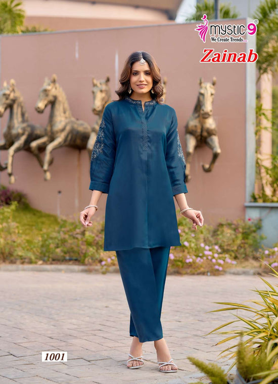 Mystic 9 Zainab Vol 1 Premium Satin Co-Ord Set Wholesale Price