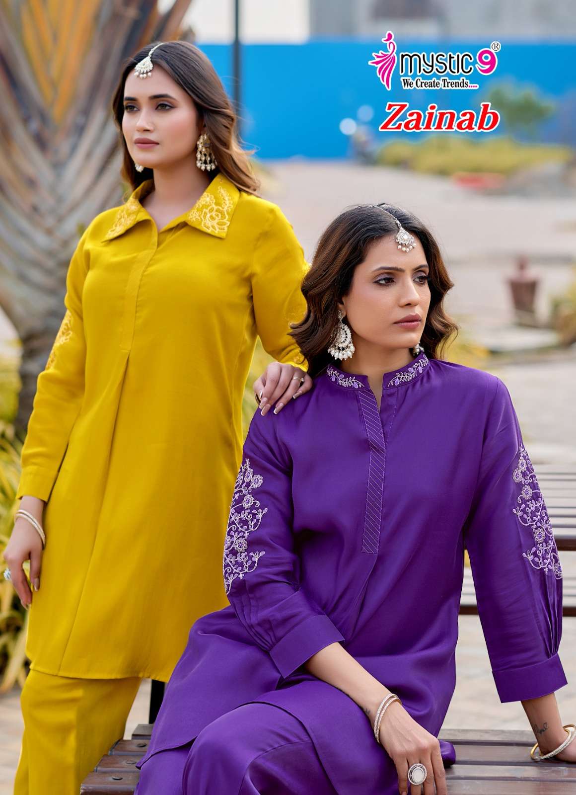 Mystic 9 Zainab Vol 1 Premium Satin Co-Ord Set Wholesale Price