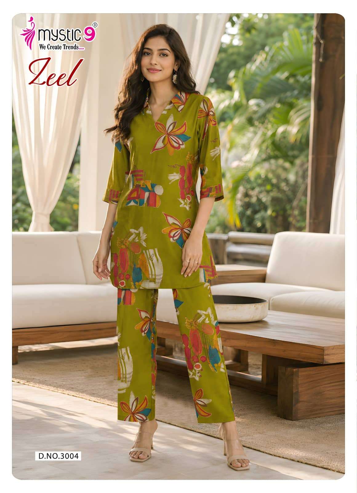 Mystic 9 Zeel Vol 3 Premium Gadhwal Foil Discharge Co-Ord Set - Amrah Wholesale
