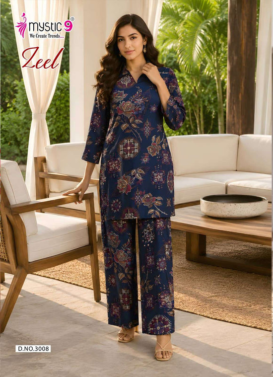 Mystic 9 Zeel Vol 3 Premium Gadhwal Foil Discharge Co-Ord Set - Amrah Wholesale