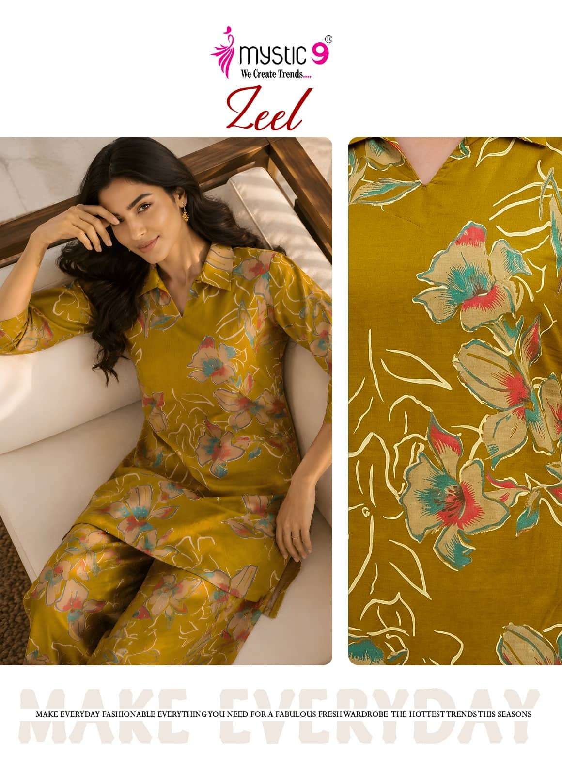 Mystic 9 Zeel Vol 3 Premium Gadhwal Foil Discharge Co-Ord Set - Amrah Wholesale
