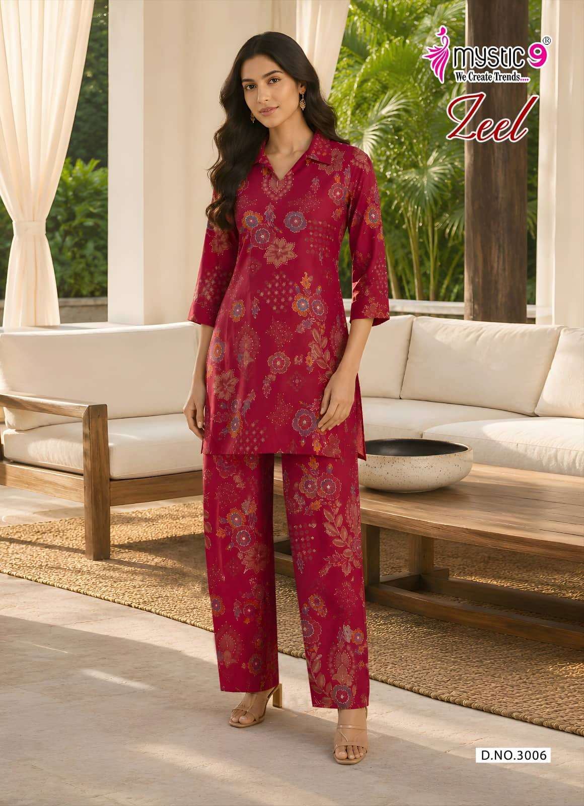 Mystic 9 Zeel Vol 3 Premium Gadhwal Foil Discharge Co-Ord Set - Amrah Wholesale