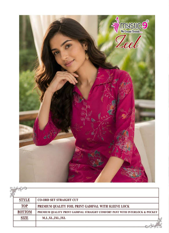 Mystic 9 Zeel Vol 3 Premium Gadhwal Foil Discharge Co-Ord Set - Amrah Wholesale