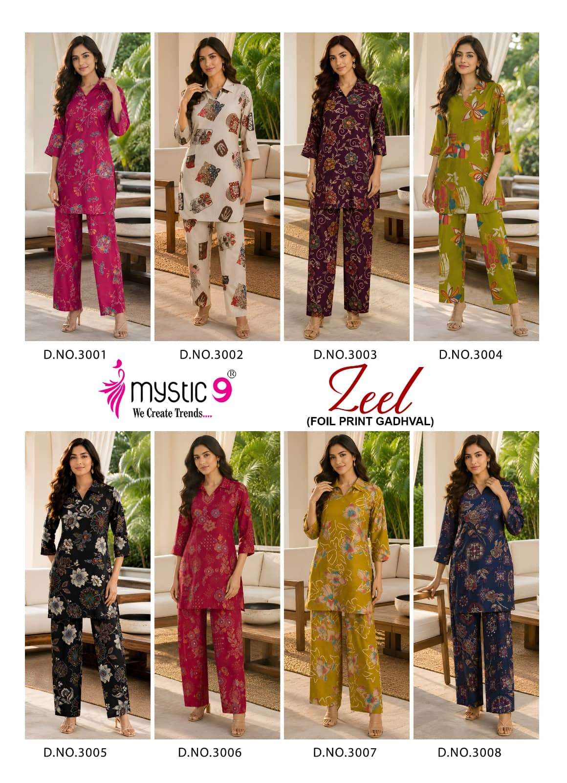 Mystic 9 Zeel Vol 3 Premium Gadhwal Foil Discharge Co-Ord Set - Amrah Wholesale