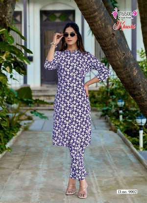 Mystic9 Khushi Vol-9 Floral Printed Viscose Kurti Pant Set