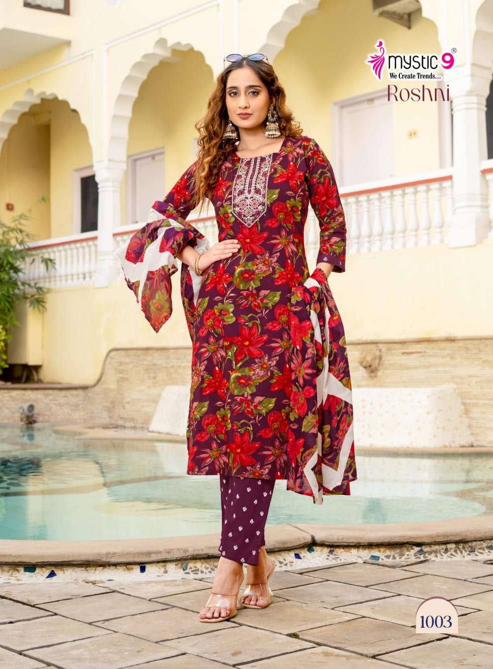 Mystic 9 Roshni Vol 1 Cotton Kurti Pant Dupatta Set - Amrah Wholesale