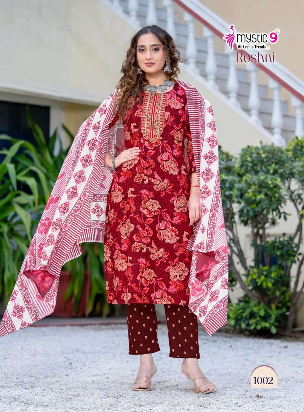 Mystic 9 Roshni Vol 1 Cotton Kurti Pant Dupatta Set - Amrah Wholesale