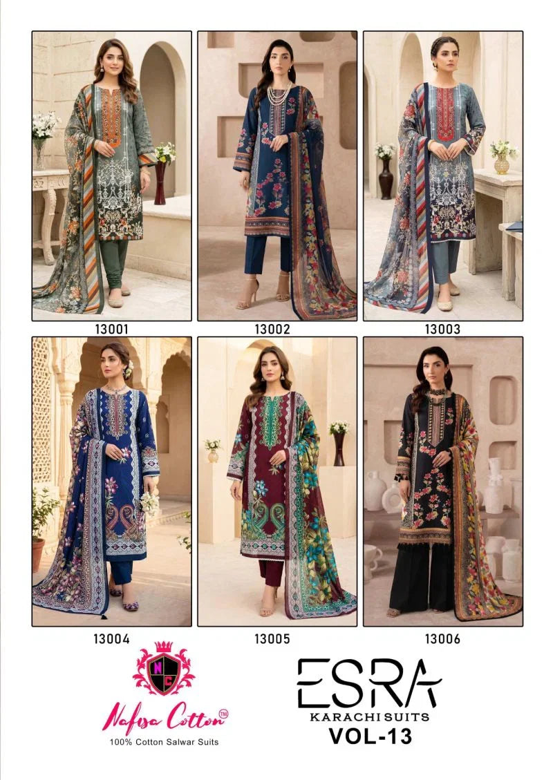 Nafisa Esra Vol 13 Indo Cotton Printed Karachi Dress Material