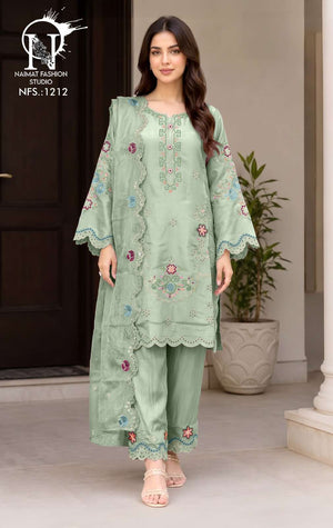 NAIMAT FASHION NFS-1212 Rayon Embroidered Pakistani Suit Set - Amrah Wholesale