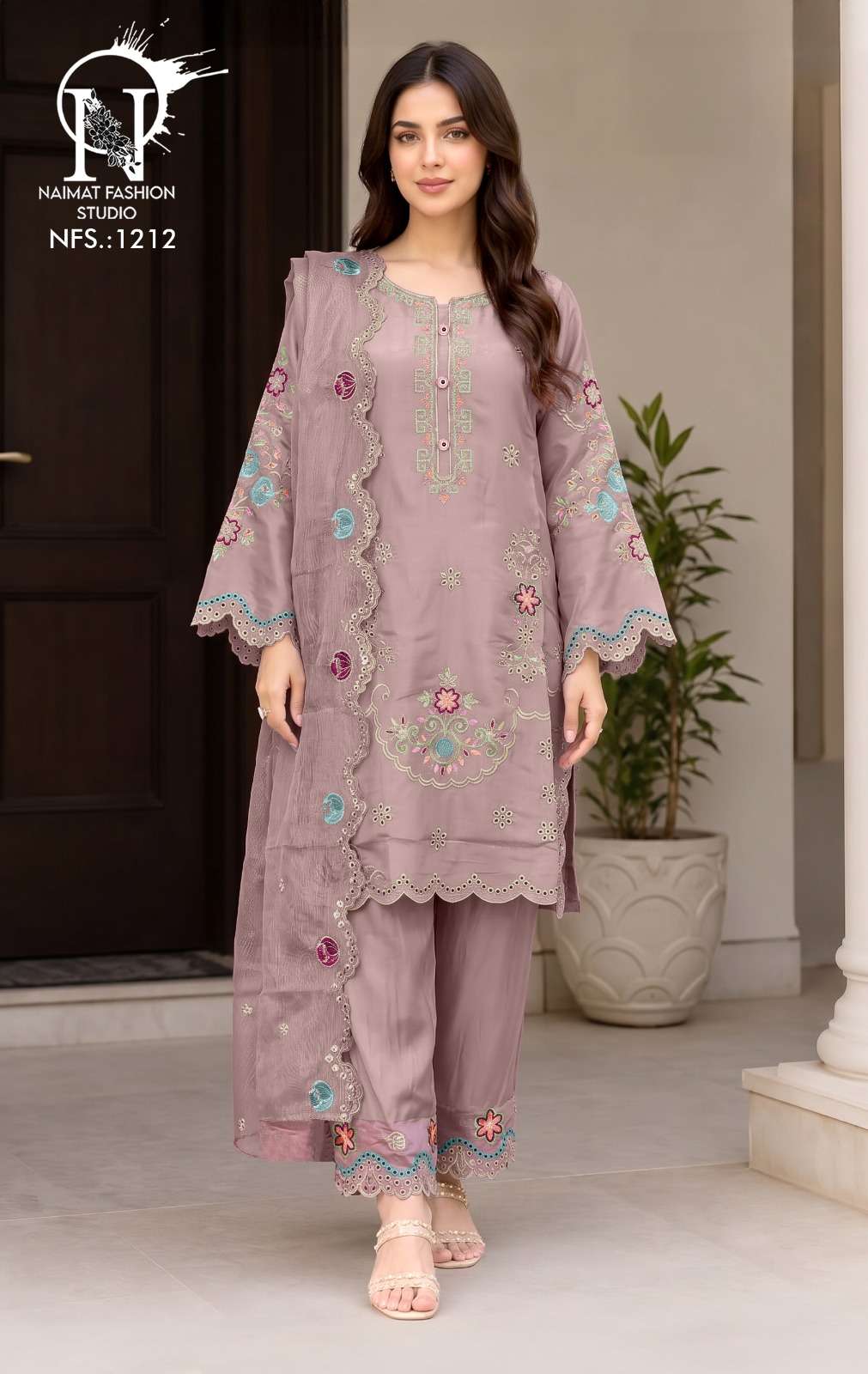 NAIMAT FASHION NFS-1212 Rayon Embroidered Pakistani Suit Set - Amrah Wholesale