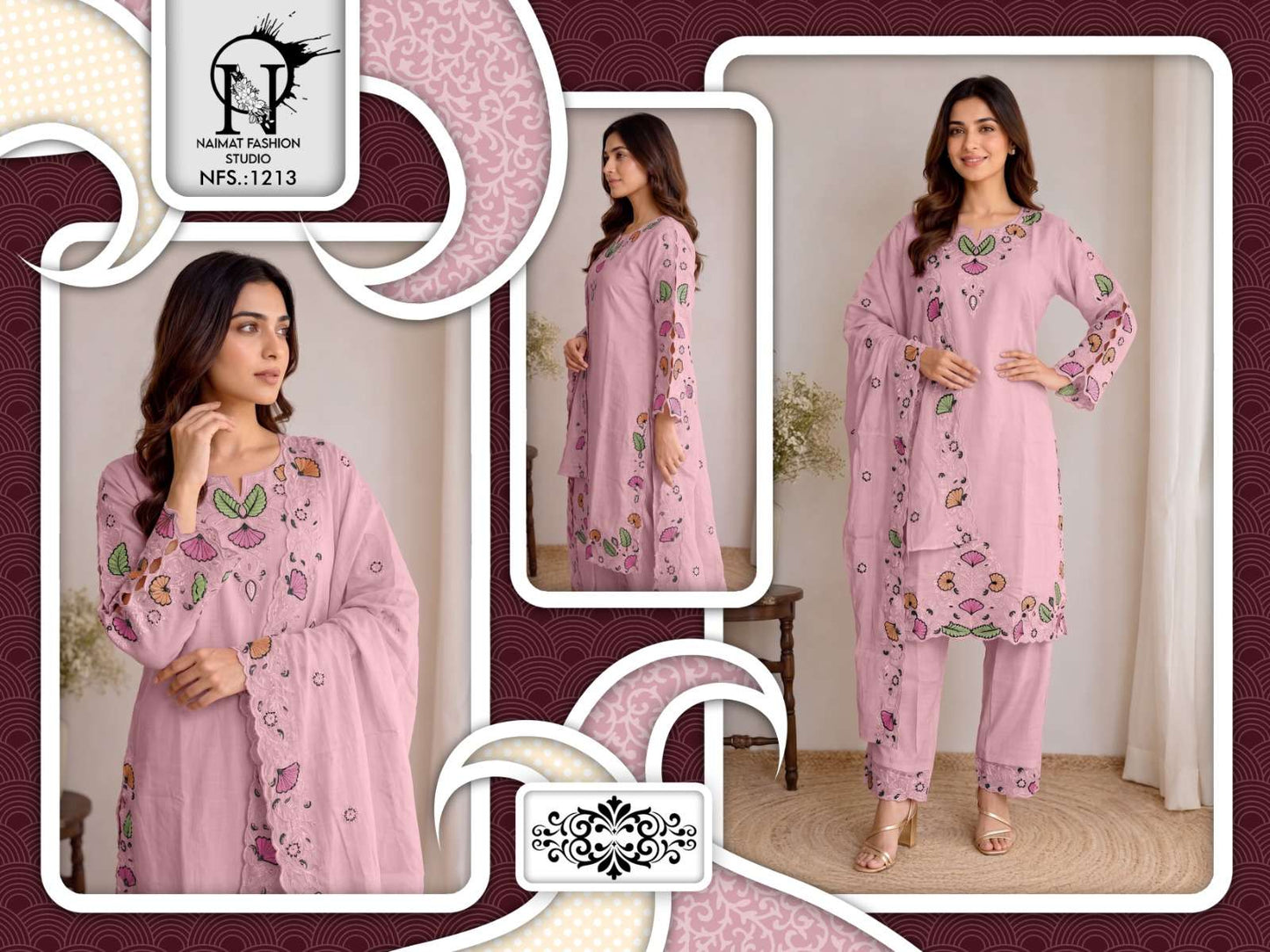 Naimat Fashion NFS - 1213 Cotton Embroidery Pakistani Suit Set